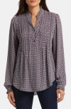 Nydj Pleated Yoke Long Sleeve Peasant Blouse