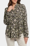 Nydj Pleated Yoke Long Sleeve Peasant Blouse In Granada Garden