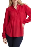 Nydj Pleated Yoke Long Sleeve Peasant Blouse In Jalapeno Red