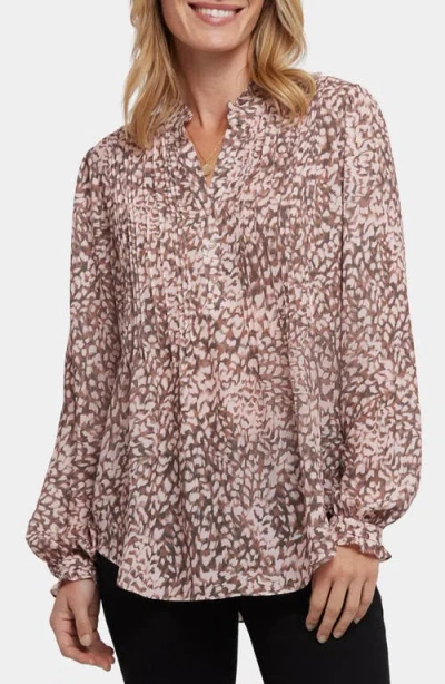 NYDJ NYDJ PLEATED YOKE LONG SLEEVE PEASANT BLOUSE