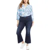 NYDJ PLUS AVA DARING WOMENS FRAYED HEM DENIM FLARED JEANS