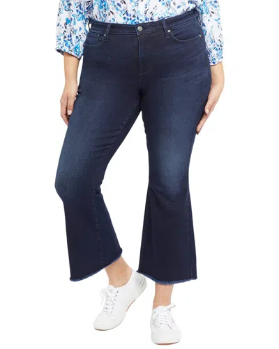 Nydj Plus Ava Daring Womens Frayed Hem Denim Flared Jeans In Blue