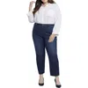 Nydj Plus Bailey Womens Relaxed Denim Ankle Jeans In Multi
