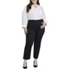 Nydj Plus Bailey Womens Stretch Denim Straight Leg Jeans In Black