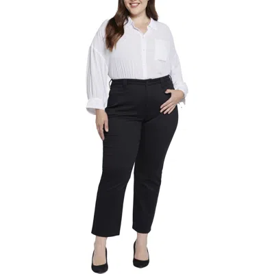 Nydj Plus Bailey Womens Stretch Denim Straight Leg Jeans In Black Coated