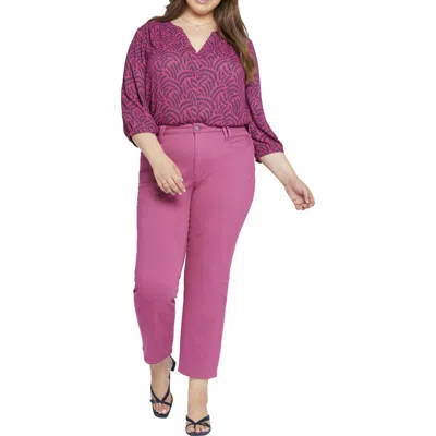 Nydj Plus Bailey Womens Stretch Denim Straight Leg Jeans In Multi