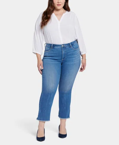 Nydj Plus Barbara Bootcut Ankle Jeans With Frayed Hems In Blue