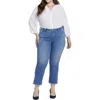 Shop Nydj Plus Barbara Womens Frayed Hem Denim Bootcut Jeans In Multi