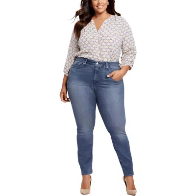 Nydj Plus Barbara Womens Stretch Denim Bootcut Jeans In Blue