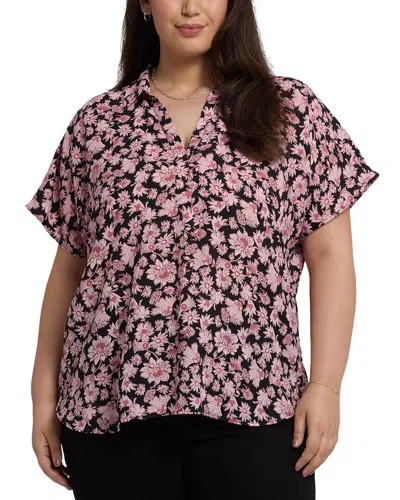 Nydj Becky Georgette Popover Top In Lilla Garden