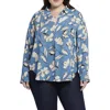 Nydj Plus Becky Womens Printed Polyester Blouse In La Grande