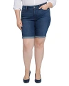 Nydj Briella Roll Cuff Jean Shorts In Valencia Surf In Gold Coast