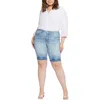 Nydj Plus Briella Womens Faded Denim Denim Shorts In Multi
