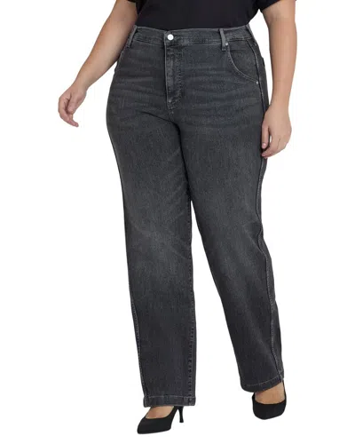 Nydj Plus Brooke Vintage Noir Straight Leg Jean In Black