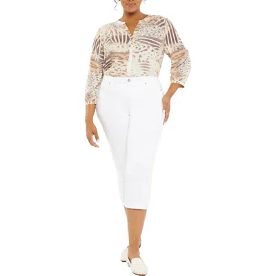 Nydj Plus Chloe Womens Stretch Denim Capri Jeans In White