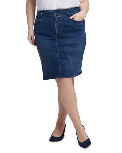 Nydj High Waist Jean Skirt In Blue