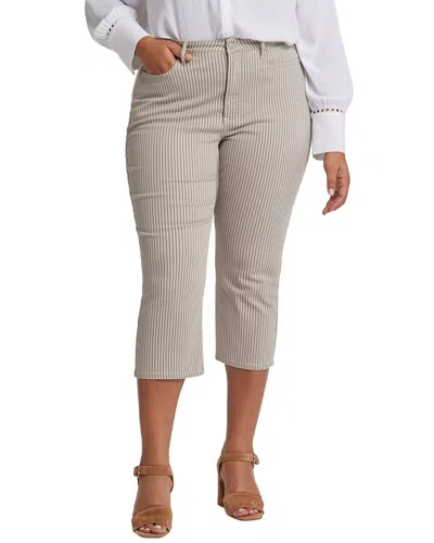 Nydj Plus Joni Sandbar Stripe Capri Jean In White