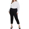 Nydj Plus Margot Girlfriend Womens Tummy Slimming Denim Straight Leg Jeans In Black