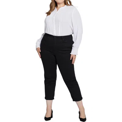 Nydj Plus Margot Girlfriend Womens Tummy Slimming Denim Straight Leg Jeans In Black