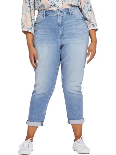 Nydj Plus Margot Womens Cuffed Denim Skinny Jeans In Multi