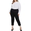 Nydj Plus Margot Womens Solid Denim Straight Leg Jeans In Black