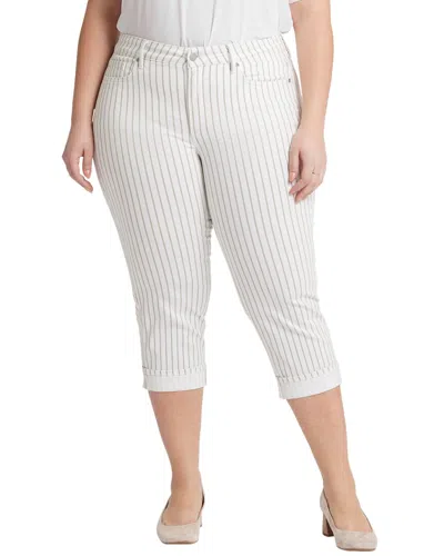 Nydj Plus Marilyn Beach Cruise Stripe Crop Jean In White