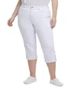 Nydj Marilyn Buttoned Cuff Straight Crop Jeans In Optic White