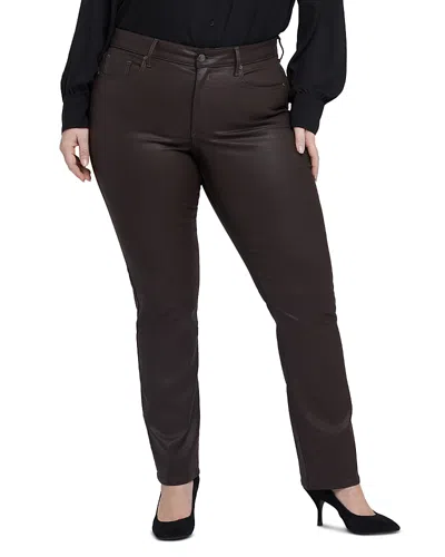 Nydj Marilyn Coated High Rise Straight Leg Jeans In Coffee Coated