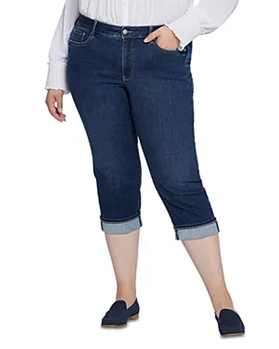 Nydj Plus Marilyn High Rise Cropped Straight Leg Cuffed Jeans In Rockie In Cambridge