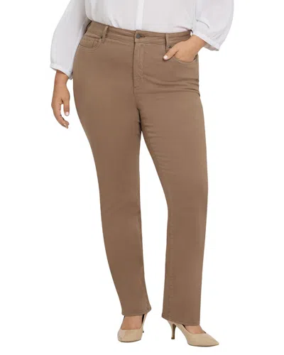 Nydj Plus Marilyn High-rise Elmwood Straight Leg Jean In Brown