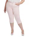 NYDJ PLUS MARILYN HIGH RISE STRAIGHT CROPPED JEANS IN OPTIC WHITE