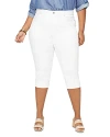 NYDJ PLUS MARILYN HIGH RISE STRAIGHT CROPPED JEANS IN OPTIC WHITE