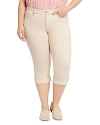 NYDJ PLUS MARILYN HIGH RISE STRAIGHT CROPPED JEANS IN PEARL GREY