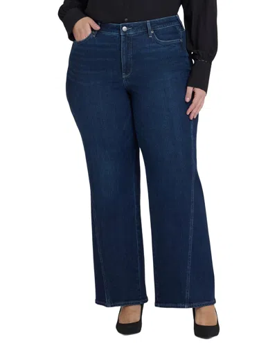 Nydj Plus Marilyn Higher-rise Ink Skyline Straight Leg Jean In Blue