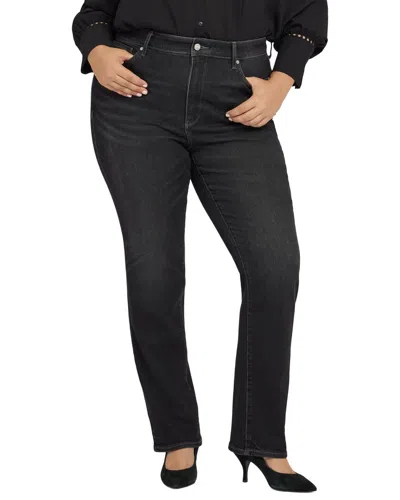 Nydj Plus Marilyn High-rise Paris Lights Straight Leg Jean In Black
