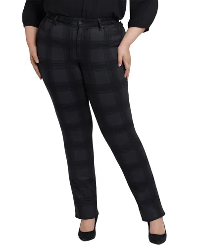 Nydj Plus Marilyn Piedmont Plaid Straight Leg Jean In Black