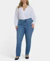 Nydj Plus Size Marilyn Straight Front Patch Pockets Jeans In Blue