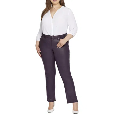 Nydj Plus Marilyn Uplift Womens Coated Denim Straight Leg Jeans In Multi