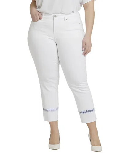 Nydj Plus Marilyn Wave Tie Dye Ankle Crop Jean In White