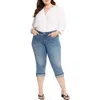 Nydj Plus Patchie Major Womens High-waist Cotton Capri Jeans In Multi