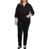 Nydj Plus Marilyn Womens Frayed Hem Denim Straight Leg Jeans In Black