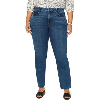 Nydj Plus Marilyn Womens Medium Wash Stretch Straight Leg Jeans In Multi