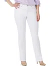 Nydj Plus Marilyn Womens Petite High Rise Straight Leg Jeans In White