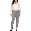 Nydj Plus Marilyn Womens Plaid Polyester Straight Leg Pants In Gray