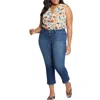 Nydj Plus Patchie Major Womens High-waist Cotton Capri Jeans In Multi