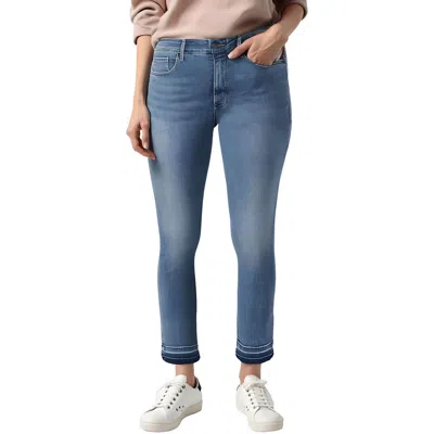 Nydj Plus Marilyn Womens Raw Hem Cotton Ankle Jeans In Blue