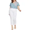 Nydj Plus Marilyn Womens Raw Hem Denim Straight Leg Jeans In White
