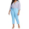 Nydj Plus Marilyn Womens Solid Denim Straight Leg Jeans In Silver