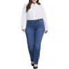 Nydj Plus Marilyn Womens Stretch Denim Straight Leg Jeans In Multi
