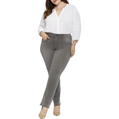 Nydj Plus Marilyn Womens Stretch Denim Straight Leg Jeans In Multi